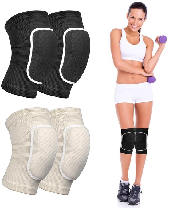 Kniebanden voor Dames - 2 Paar Ondersteuning voor Dans, Sport en Activiteiten zoals Yoga en Hardlopen (Zwart, M)