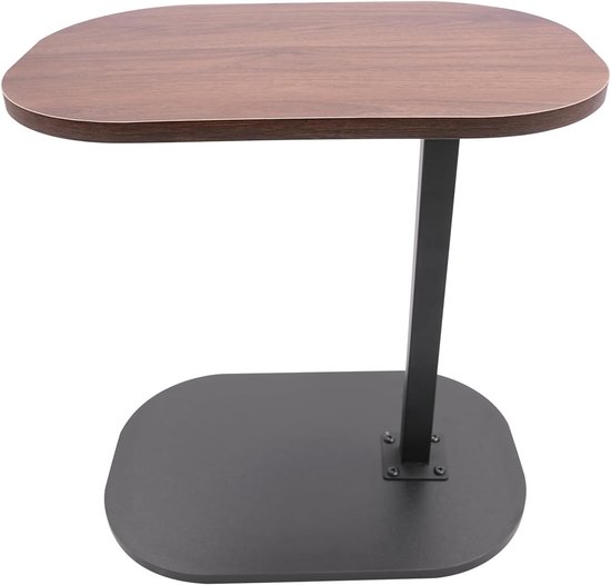 Koffietafel bijzettafel C-vorm zwart verstelbare hoogte salontafel voor kantoor werkkamer slaapkamer en woonkamer 45 x 30 x 45-80 cm, walnootbruin