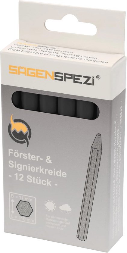 Krijt zwart 12 stuks inclusief krijthouder 11 mm tot Ø 12 mm – Waterdicht Signeerkrijt van Merkloos