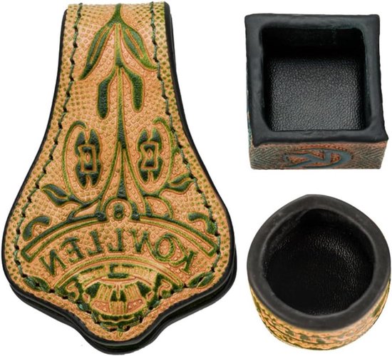 Krijthouder Tas - Billard Accessoire - Poolen en Snooker - Handgemaakt Leer - 3x3x3 cm - Groen