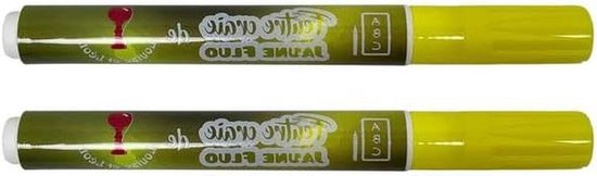 Krijtmarker Neon Geel - Vloeibare krijtstift - Decoreren en Schrijven - Fijne Ronde Punt - 2 Stuks - Geel