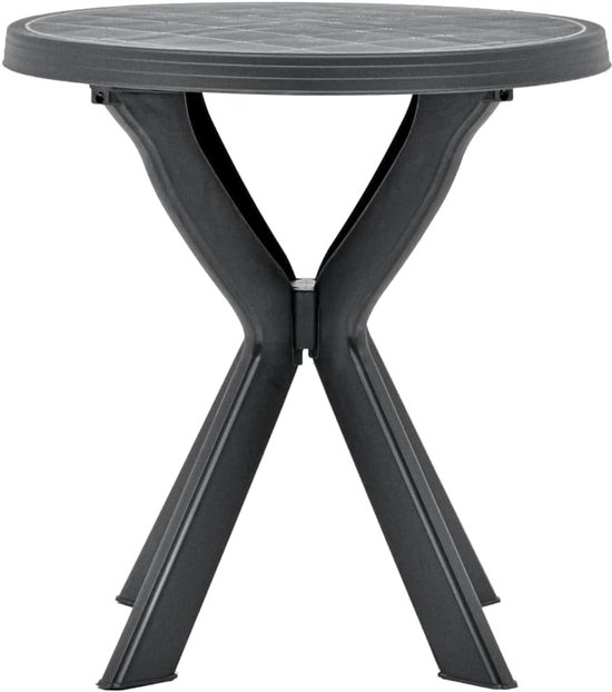 kunststof, ronde tafel, 70 cm, weerbestendige bistrotafel, antraciet, voor terras en balkon, onderhoudsvriendelijk en onderhoudsvrij, geen montage nodig