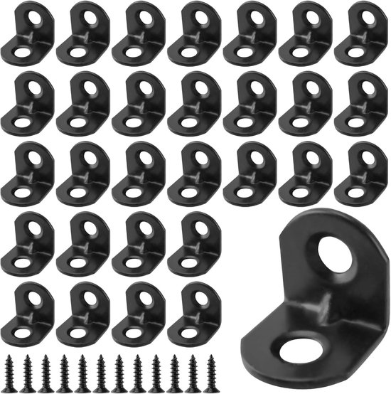 L-vormige beugels 1.8 x 1.8 x 1.8cm - 100 stuks, hoeksteunen voor planken met schroeven, ideaal voor meubels en wandmontage
