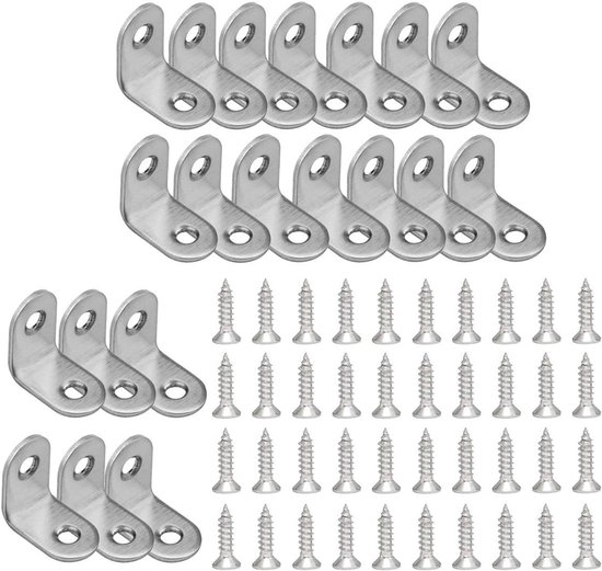 L-vormige Hoekconnectoren - 20 Stuks Hoekbeschermers voor Planken met Schroeven, Ideaal voor Meubelondersteuning en Verbindingen, 25 * 25 * 16mm