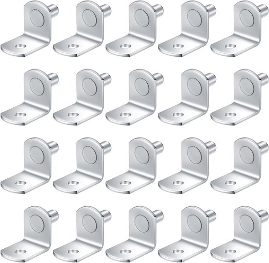 L-vormige metalen planksteunen 20 stuks, 5mm, roestvrij staal, zilver, gepolijst afwerking