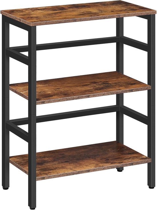 Ladderplank, vrijstaande plank, boekenplank met 3 niveaus, multifunctionele opbergplank, stevig metalen frame, industriële stijl, voor woonkamer, slaapkamer, studeerkamer EBF86CJ01G1