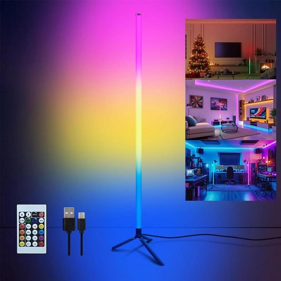 LED hoekvloerlamp - Staande hoeklamp met sfeerverlichting - Inclusief afstandsbediening - Sfeerverlichting met kleurverandering - Kleurveranderende vloerlamp geschikt voor woonkamers en speelkamers van Merkloos