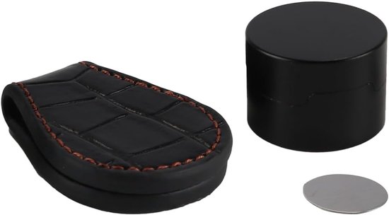 Lederen biljartkrijthouder met magneetclip, zwart accessoire voor biljartliefhebbers, ideaal voor gemak en stijl