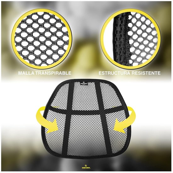 Lendenrugleuning voor bureaustoel of auto met superstrak mesh, corrigeert de houding en verlicht rugpijn van Merkloos