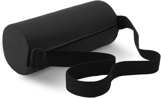 Lendensteunkussen - Zwart - 32 x 12 cm - Ergonomisch Lordosekussen met Verstelbare Band - Voor Bureaustoel en Auto