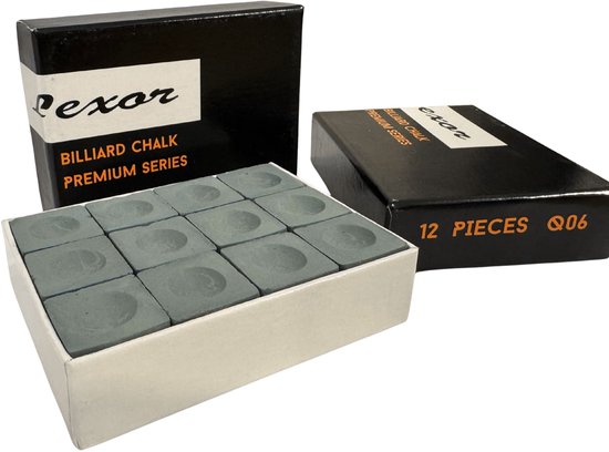 Lexor Premium Billiard Chalk Q06, box 12pcs., Anthracite - biljartkrijt antraciet van Lexor