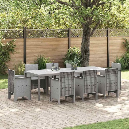 Lichtgrijze polyrotan tuintafel 250 x 100 x 73 cm, 6 personen, modern design, duurzaam, montage vereist Model3378519