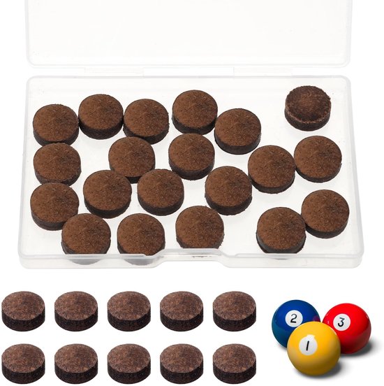 LIVIA HOME- Biljartkeu Punten 20 Stuks - Rundleder 13mm - Vervangingsset - Biljartaccessoires - Snooker Tips - Handige Opberging - Keutips