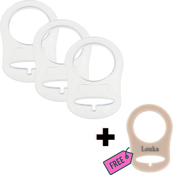 Louka - Ring mam speen transparant - 3 STUKS + 1 GRATIS - mam siliconen fopspeen ring - speenkoord van Louka