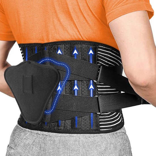 Lumbarsteun voor Rugpijn bij Mannen en Vrouwen, Verstelbare en Ademend Heupband met 6 Metalen Steunen voor Sciatica en Ondersteuning