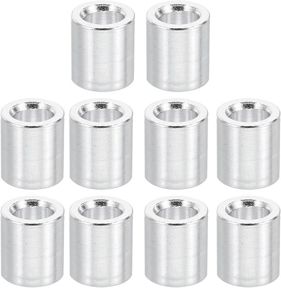 M3 aluminium afstandhouders, 10 stuks metalen afstandhouders aluminium 3,1 mm ID x 6 mm OD x 6 mm L aluminium afstandhouder schroefstandaard rond voor M3 schroefbouten