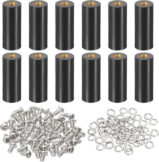 M3 x 20 mm PCB-steunafstandhouder, 12 set 20 mm/0,79 inch ondersteunende hoogte PCB afstandsisolatiebord standaard kolom platte kop plastic koperen ondersteuning voor PCB pc-bord, stijl 1