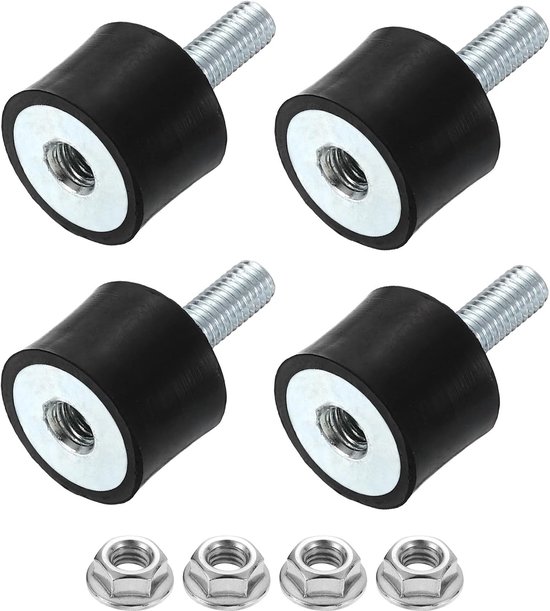 M6 Rubber Beugels, 4Pcs 20x15mm(DxH) Cilindrische Anti-Vibratie Isolatoren Rubber Schokdempers Met Auto Moer Generatoren Luchtcompressoren