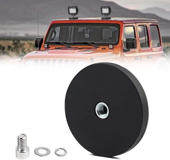 Magnetische houder voor werklampen, 88 mm, universele supersterke magneethouder, voor dak, motorkap, motorfiets, onkruidsteker, tractor
