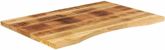 Mangohout bureaublad 100 x 50 x 2,5 cm met uitsparing, natuurlijk tafelblad voor kantoor, eettafel of computertafel, rustiek design, onderhoudsvriendelijk houten oppervlak