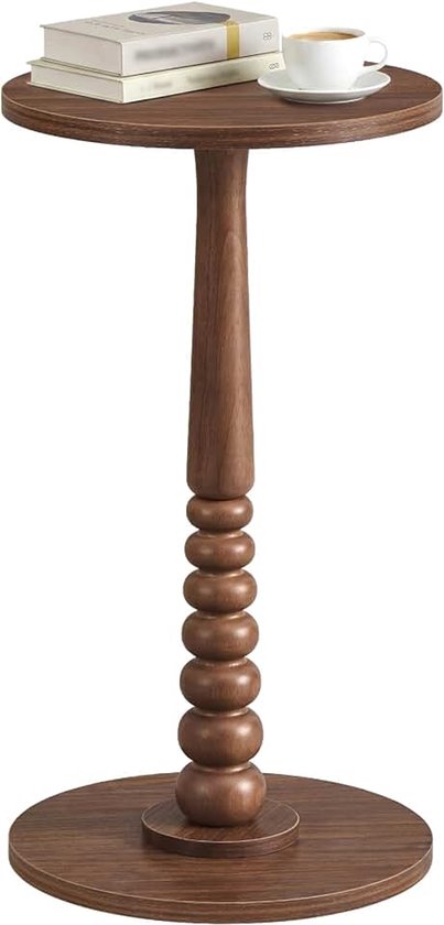 Mariel Collection LET293KX01 Ronde bijzettafel, bekerhouder, Guéridon, voor kleine ruimtes, poten van hout, rustieke stijl, voor woonkamer en slaapkamer, kastanjebruin