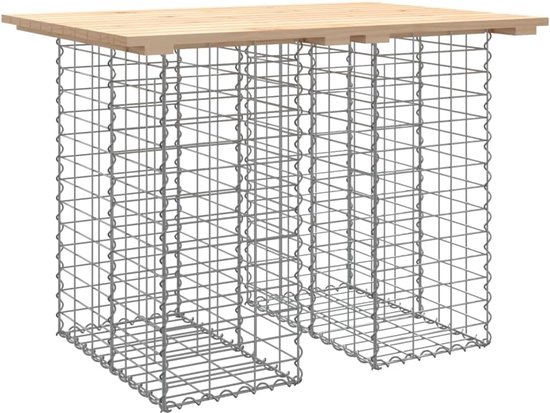 Massief grenenhout, 100 x 70 x 72 cm, tuintafel met verzinkt schanskorf, stabiele terrastafel voor tuin en terras, compact design