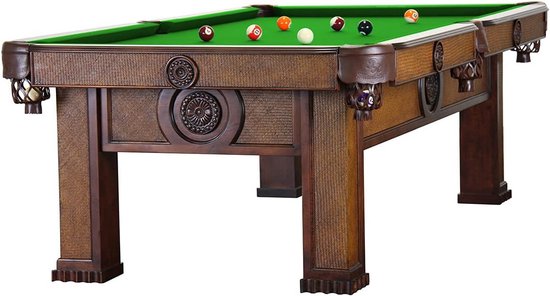 Massief Houten Biljarttafel 8 FT - Natuurlei Speelveld - Groen of Beige Laken van Merkloos