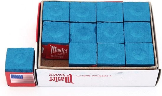 Master Biljart Krijt Blauw Premium Quality - 12 stuks - Keu krijt - Pool krijt - Biljart Accessoires van Master