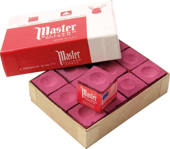 Master biljart krijt bordeaux rood 12 stuks van Master