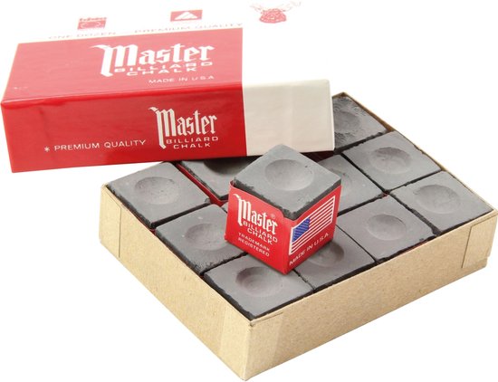 Master biljart krijt charcoal 12 stuks