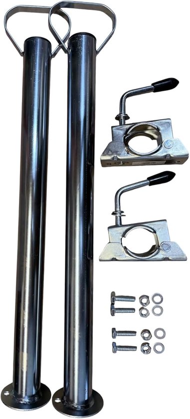 Mb-m Afstelsteunset voor aanhangers van personenauto's, 2 x 600 mm steunen, 2 houders, montagemateriaal