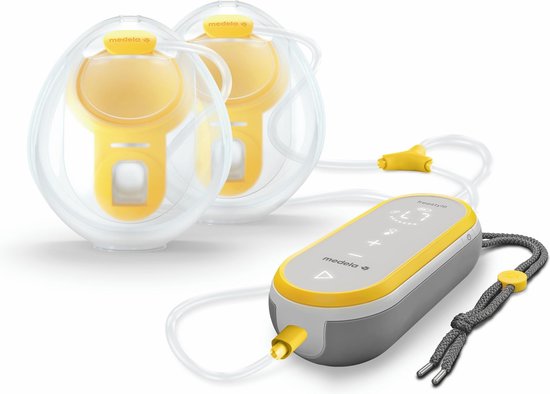 Medela Freestyle Hands-Free borstkolf – Dubbele elektrische handsfree borstkolf – Draagbaar - Transparant/Geel – Inclusief oplaadbare accu van Medela
