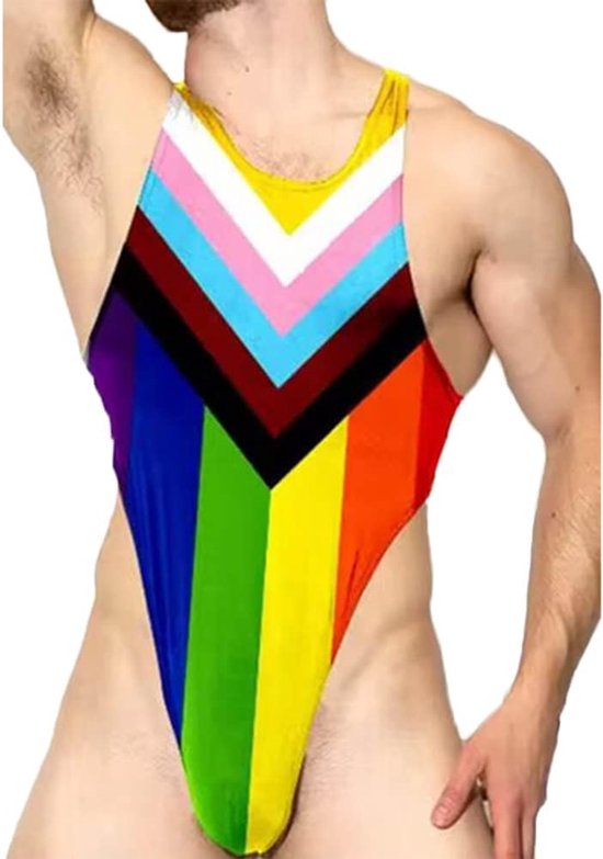 Men's Bodysuit Wrestling Thong One-Piece Sleeveless Jockstrap Wrestling Singlet Underwear