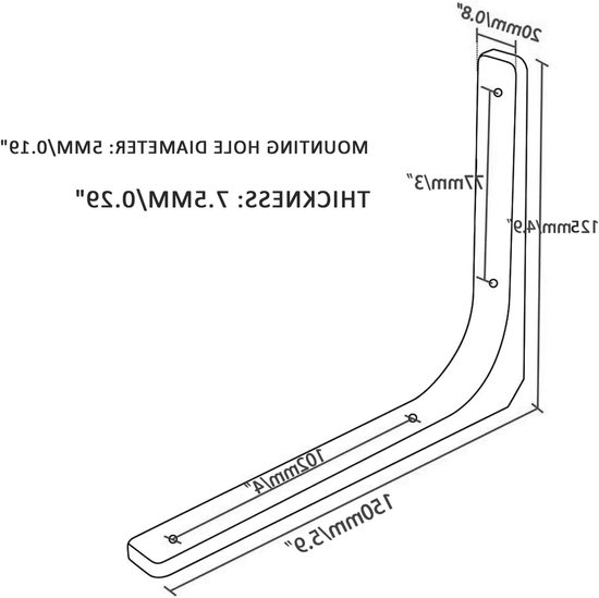 Metalen Hoeksteun voor Planken - Set van 4 - Wandbevestiging, 150mm x 129mm, Wit, Sterke Ondersteuning voor Meubels