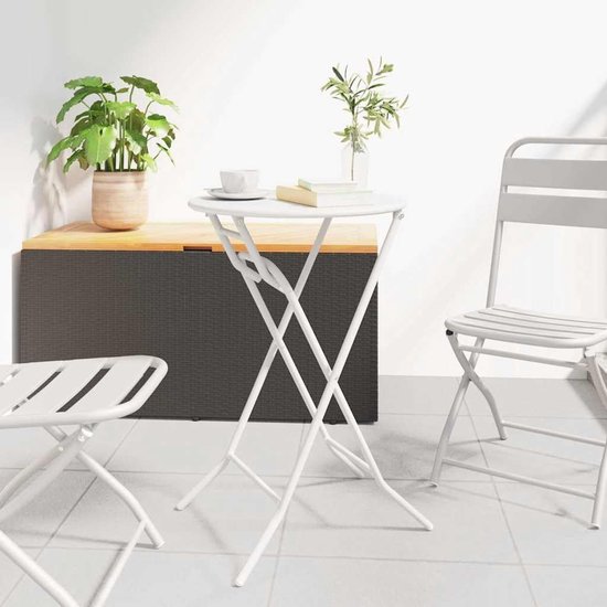 metalen tafel wit 50 x 50 x 72 cm klaptafel | Robuust metaal, inklapbaar, voor tuin, terras, balkon, eenvoudige opslag