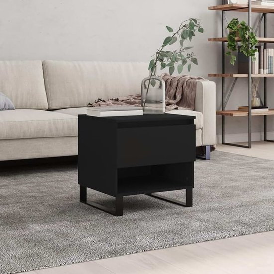 Meubel-salontafel zwart 50 x 46 x 50 cm van meerlaags hout, tuintafel, terrastafel, eettafel, keukentafel, tuintafel