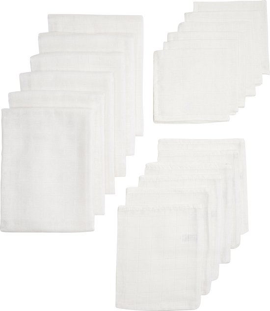 Meyco Baby Uni starterset - 18-pack - hydrofiel - white van Meyco