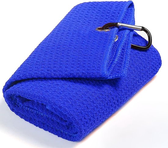 Microfiber Golf handdoek - Plus handige haak - Blauw - Snel drogend - 30cm x 50cm - Golfaccesoires - Golftas/trolley - Microfiber - Golfhanddoek - Golf towel van Merkloos