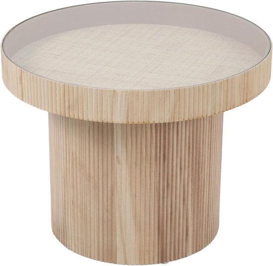 Miguel Bijzettafel met glas, koffietafel, kleine ronde salontafel