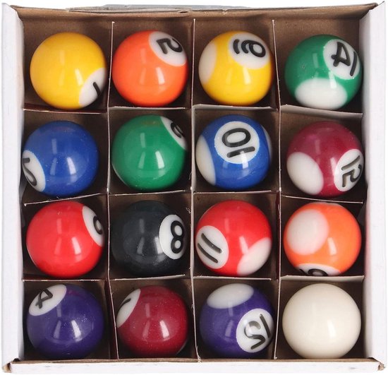 Mini Biljartballen - Pool Ballen Set - Mini Pooltafel Spel - Professioneel Vakmanschap - 25mm Diameter - Gekleurd