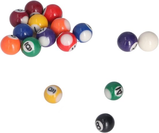 Mini Biljartballen Set - Pool Ballen - Spelplezier Binnen - Duurzaam Polyesterhars - 25mm - Multicolor van mini