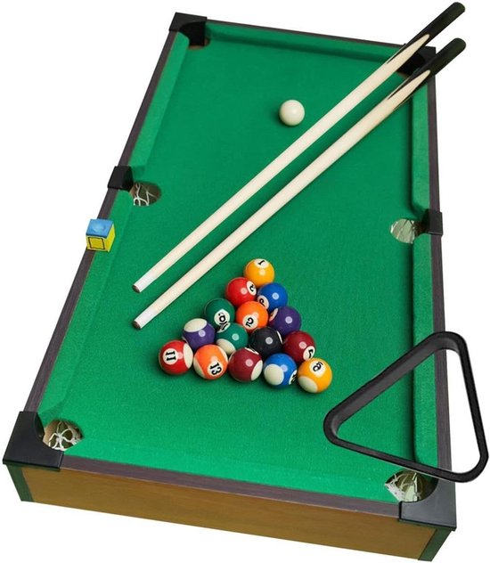 Mini Biljartspel - Tafelpoolset - Binnen Spelen - Hout Materiaal - 81 cm - Bruin