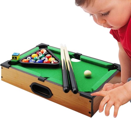 Mini Biljarttafel - Kleine Pooltafel - Spelplezier Thuis - Complete Set - 36.3 x 24 x 8.2 cm - Meerkleurig