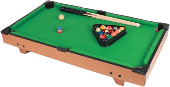 Mini Biljarttafel - Pooltafel Kinderen - Familie Spel - Verstelbare Hoogte - 52x29x10.5 cm - Houtkleur