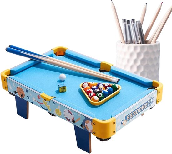 Mini Biljarttafel - Pooltafel Speelgoed - Gezinsspel Binnen - Opvouwbaar Ontwerp - 523 x 335 x 6 cm - Blauw
