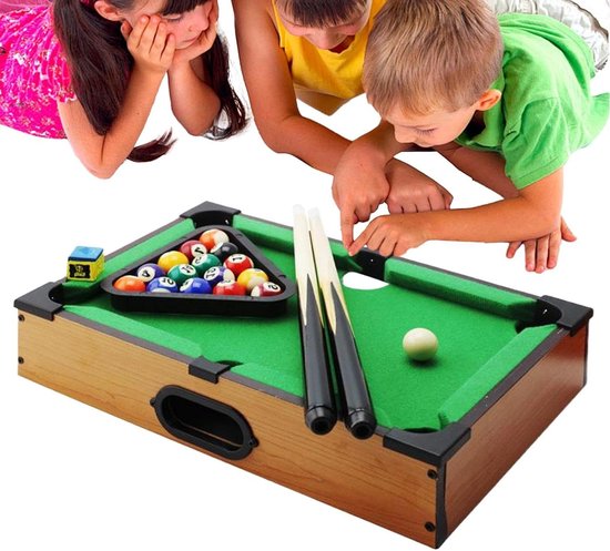 Mini biljarttafel - Speeltafel - Entertainment thuis - Krasbestendig oppervlak - 36x24x8 cm - Groen