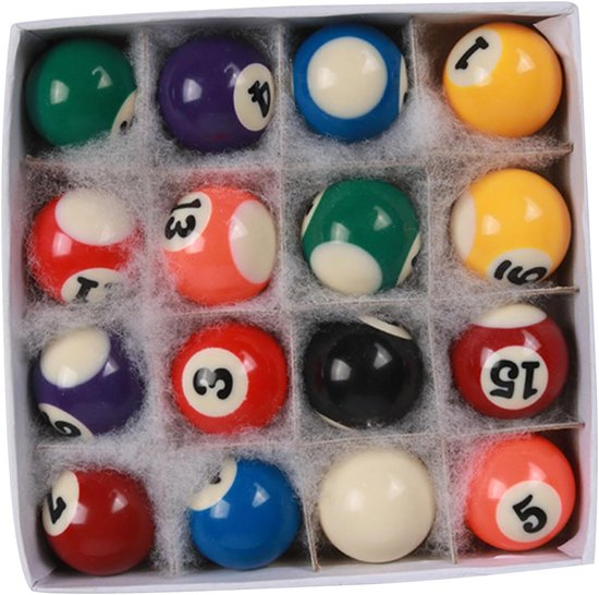 Mini Billartballen Set - Kleine Poolballen - Recreatief Spel - Complete Set - 25 mm - Multicolor van mini