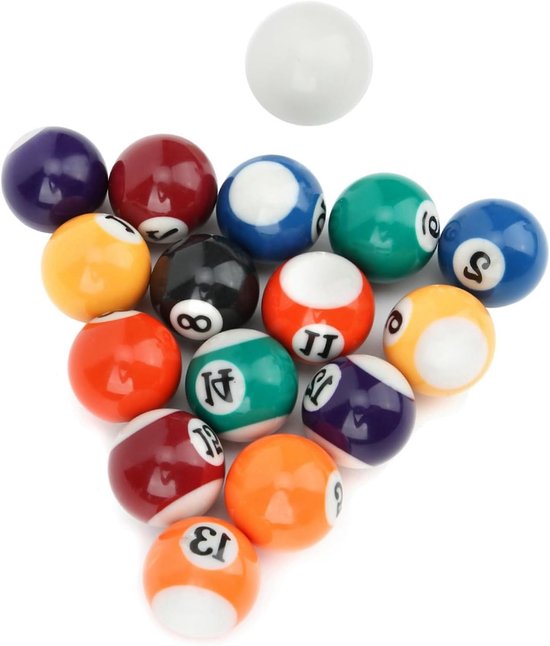 Mini Billiard Ball Set van 16 Stuks, 32MM Genummerde Ballen met Witte Bal voor Biljart en Spellen in Game Rooms