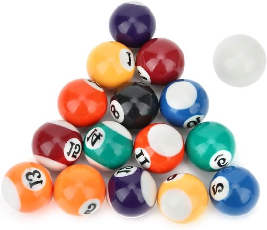 Mini Billiard Balls Set van 16 Stuks, 32 mm, Milieuvriendelijke Polyester Hars, Speelgoed voor Kinderen, Training en Billiard Tafel Accessoires van Merkloos