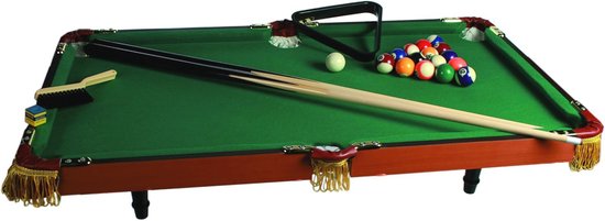 Mini Houten Pooltafel 90 x 50 cm met Keuen en Toebehoren van Toi-Toys